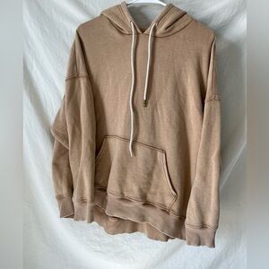 Aerie hoodie with pocket tan/camel woman’s size large cozy comfy warm oversize